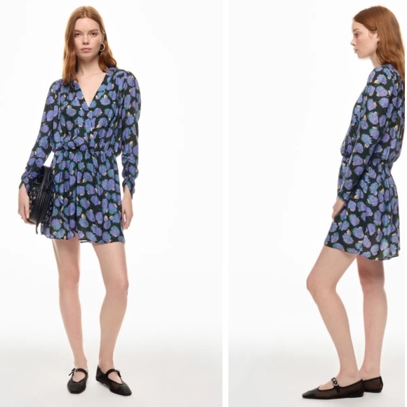 Nwt Zadig & Voltaire Floral Long Sleeve 
Reveal Roses Lavender Mini Blue Dress - Picture 1 of 9